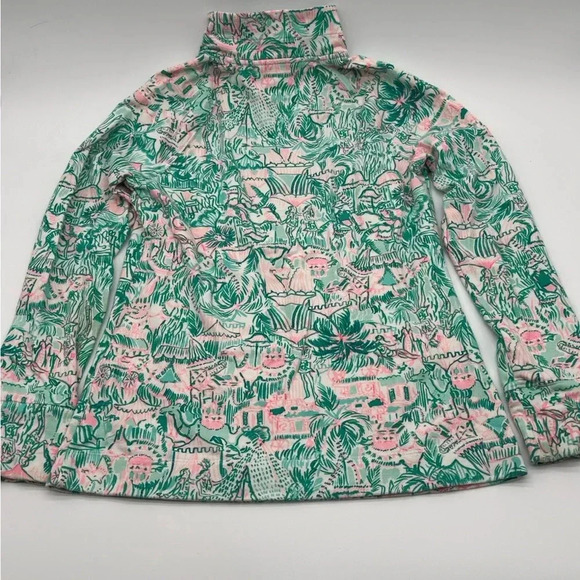 Lilly Pulitzer Skipper Popover Women XS Green White Long Sleeve 1/4 Zip Pullover - Picture 6 of 7